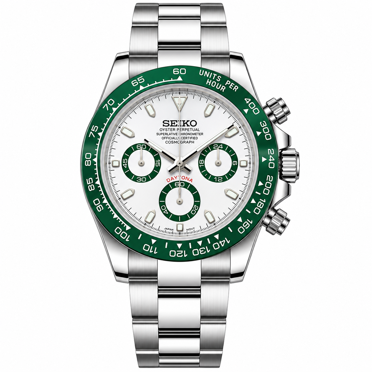 SEITONA WHITE DIAL GREEN BEZEL OYSTER