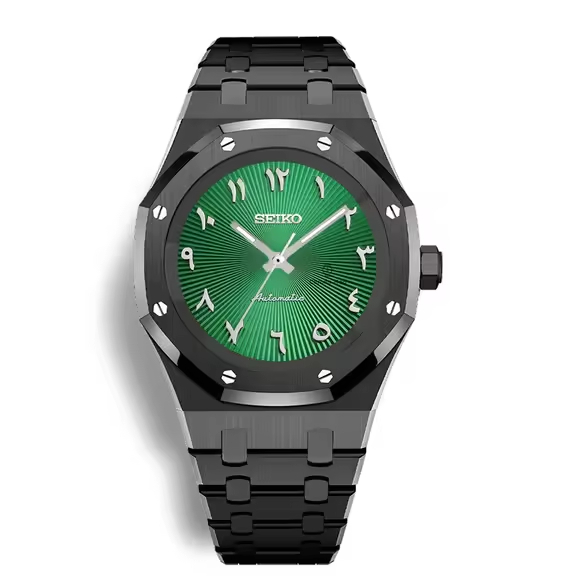 SEIKOAK BLACK CASE GREEN ARABIC