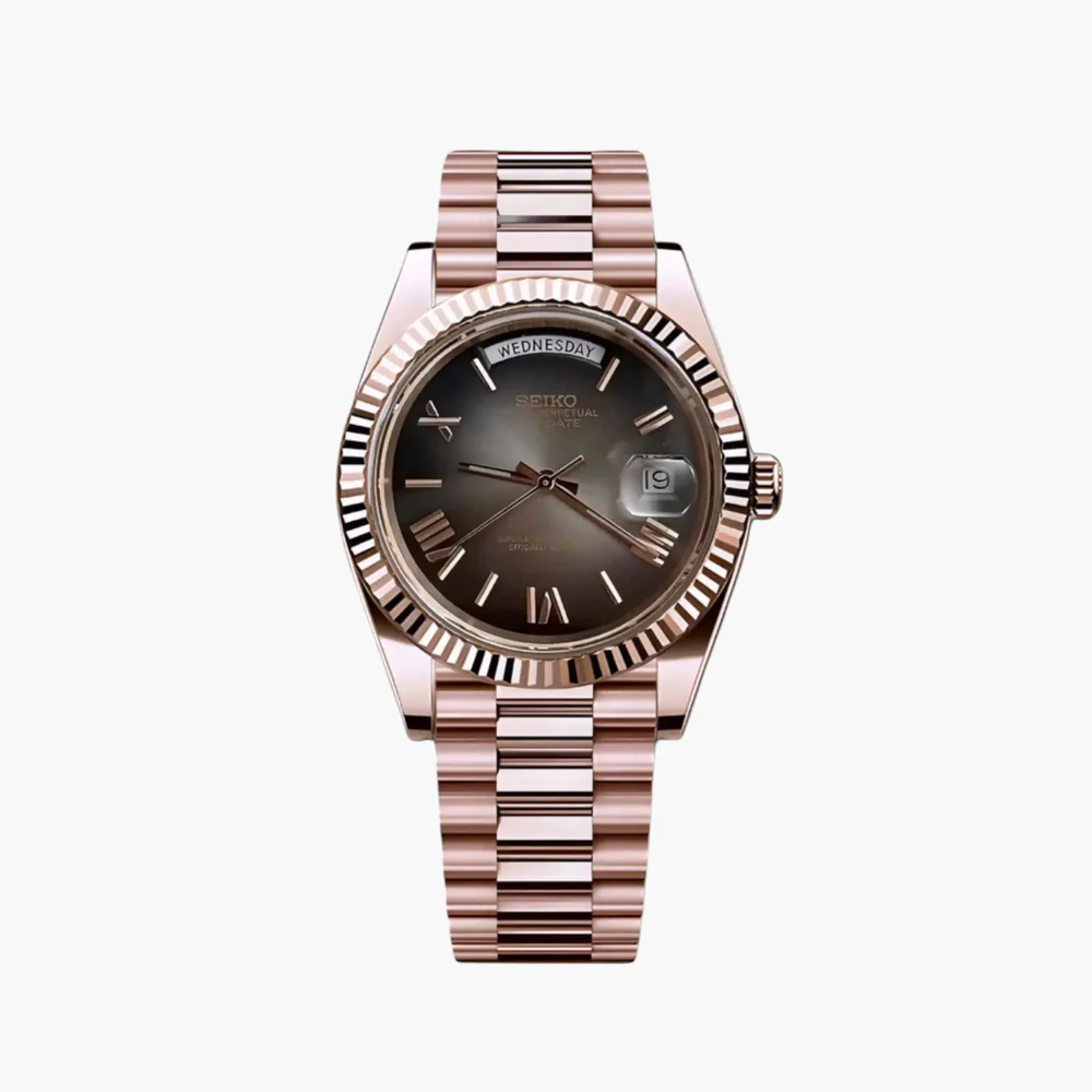 SEIKODATE ROSE GOLD CHOCOLATE DIAL