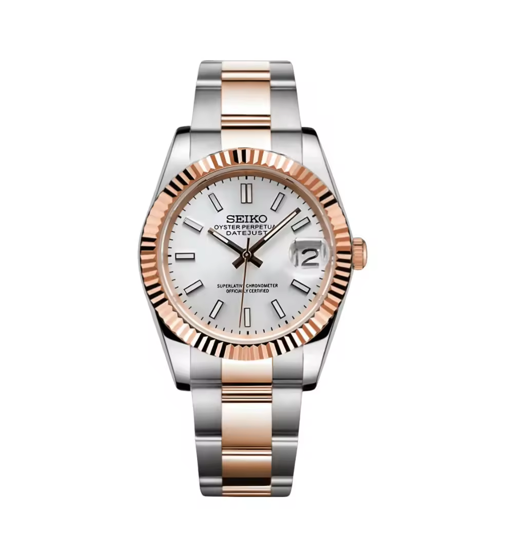 SEIKOJUST TWOTONE ROSEGOLD WHITE OYSTER