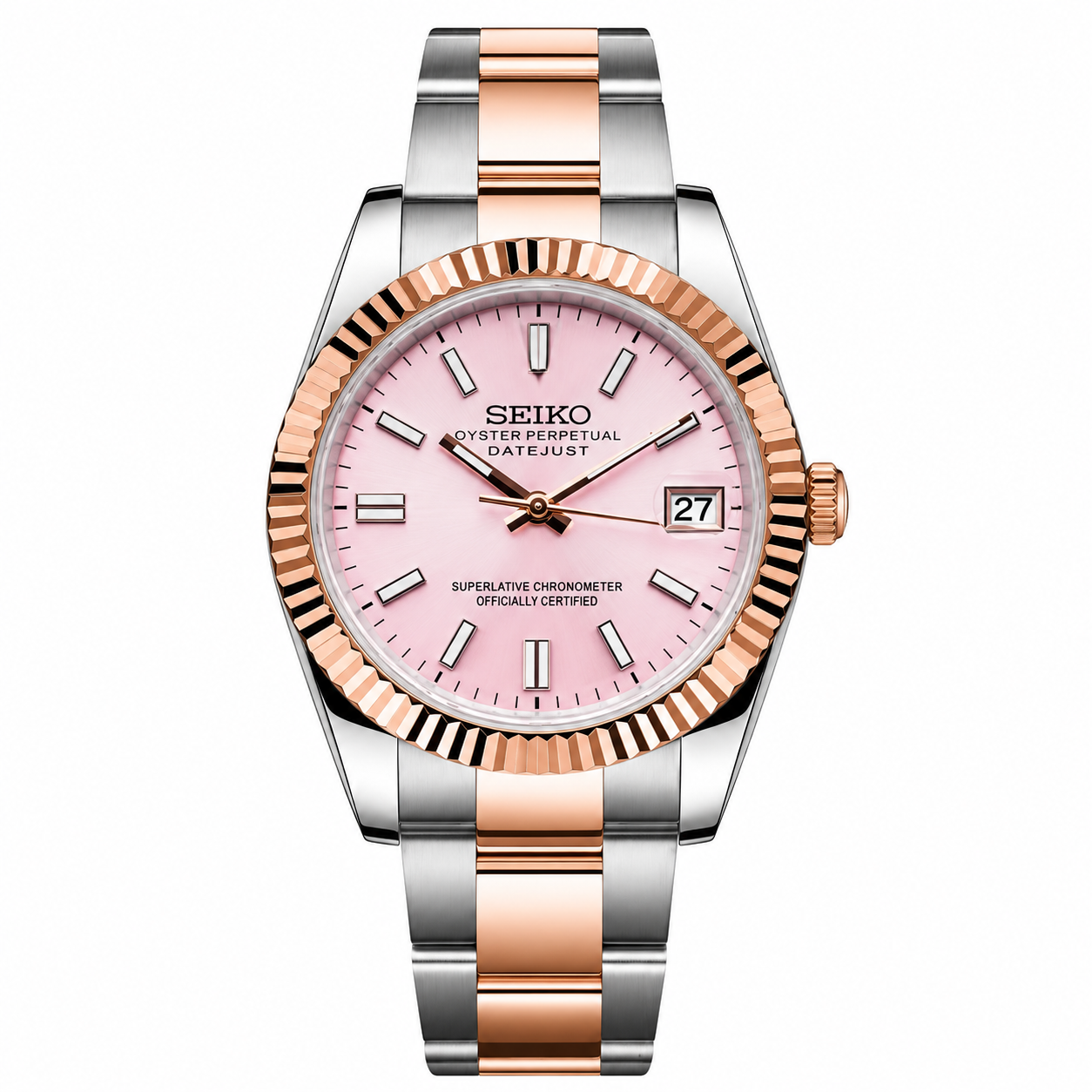 SEIKOJUST TWOTONE ROSEGOLD PINK OYSTER