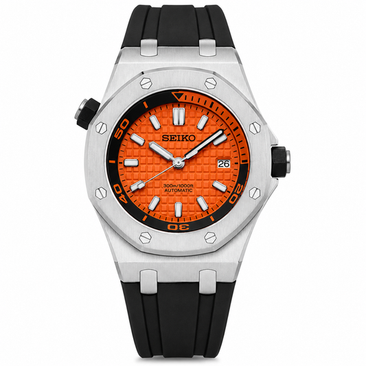 SEIKOAK OFFSHORE ORANGE DIVER BLACK STRAP