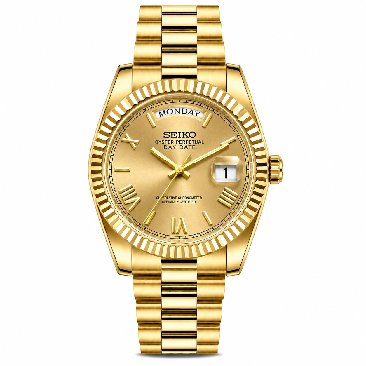 SEIKODATE YELLOW GOLD ROMAN DIAL