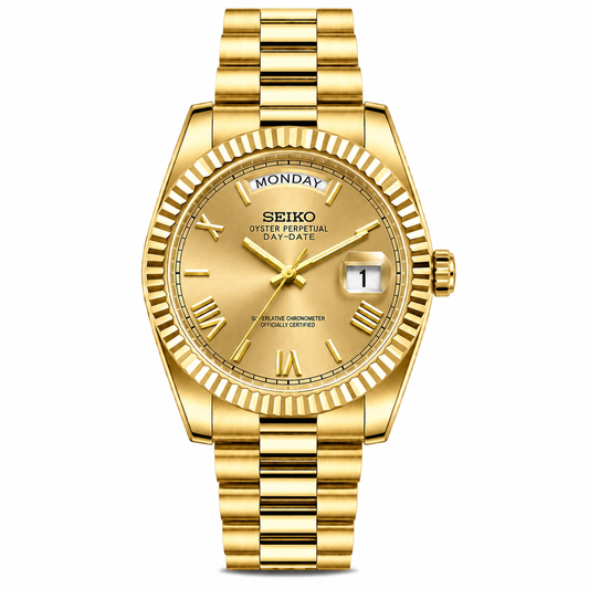 SEIKODATE YELLOW GOLD ROMAN DIAL