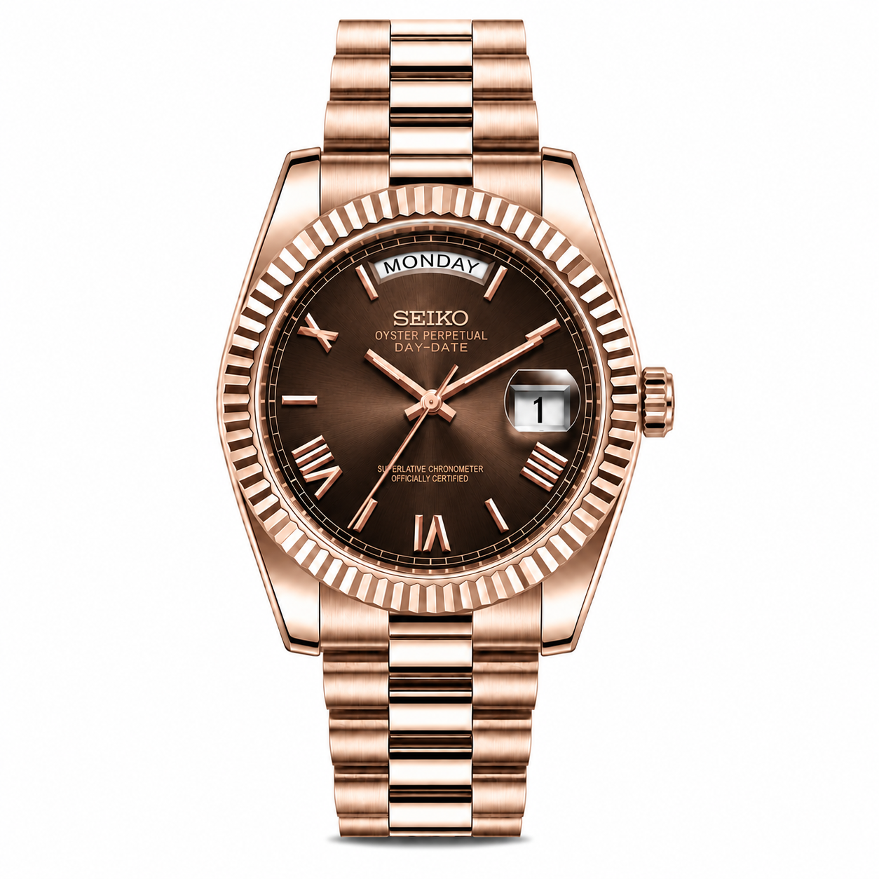 SEIKODATE ROSE GOLD CHOCOLATE DIAL