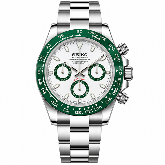 SEITONA WHITE DIAL GREEN BEZEL OYSTER