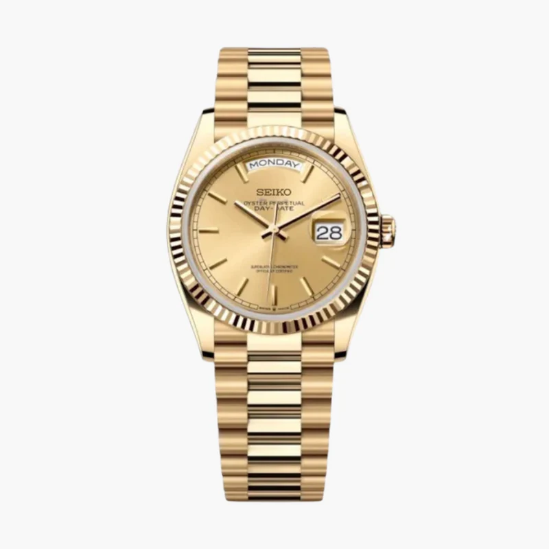 SEIKODATE YELLOW GOLD CHAMPAGNE DIAL