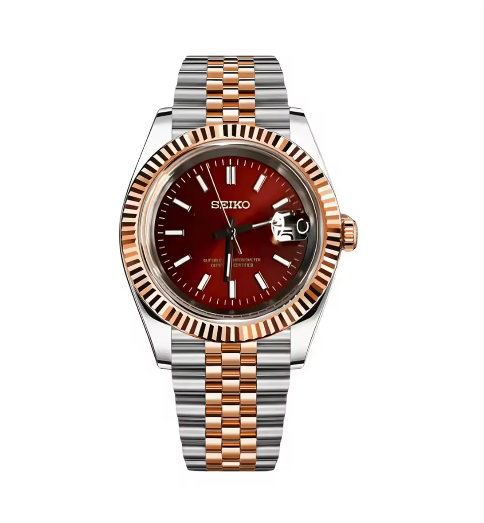 SEIKOJUST TWOTONE ROSEGOLD RED STICK JUBILEE