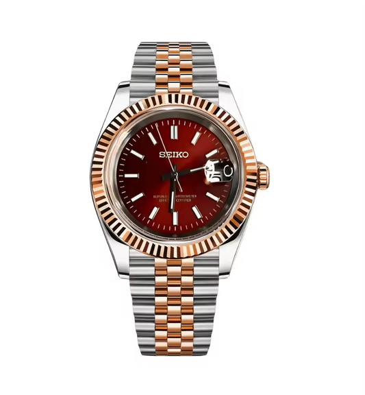 SEIKOJUST TWOTONE ROSEGOLD RED STICK JUBILEE