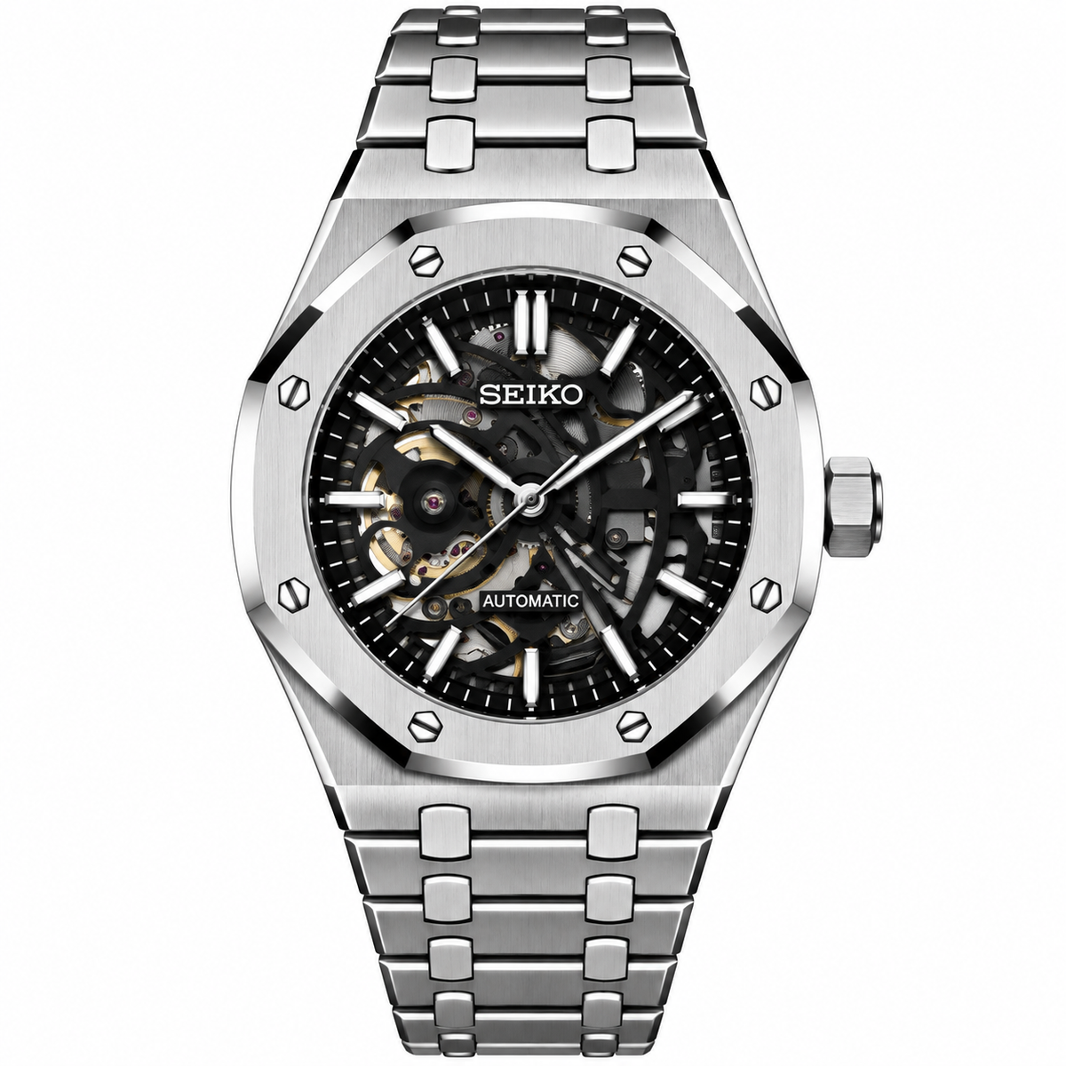 SEIKOAK SILVER SKELETON AUTOMATIC