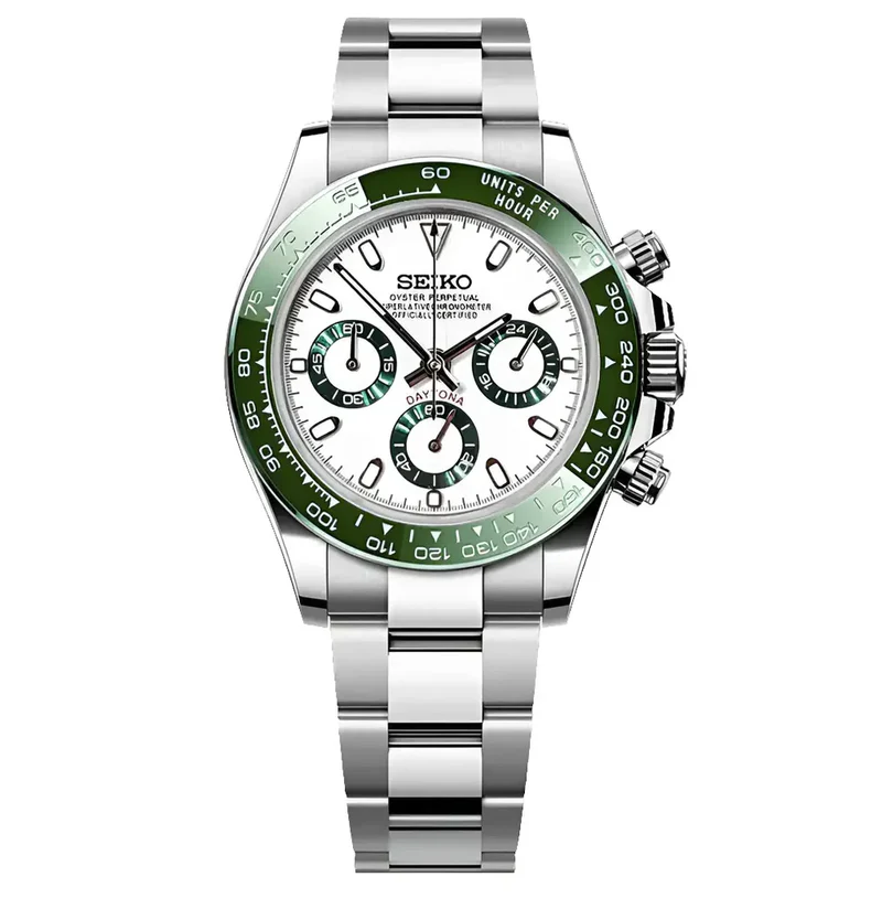 SEITONA WHITE DIAL GREEN BEZEL OYSTER