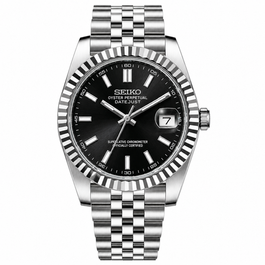 SEIKOJUST BLACK STICK DIAL