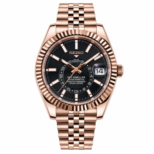 SEIKODWELLER ROSEGOLD BLACK DIAL